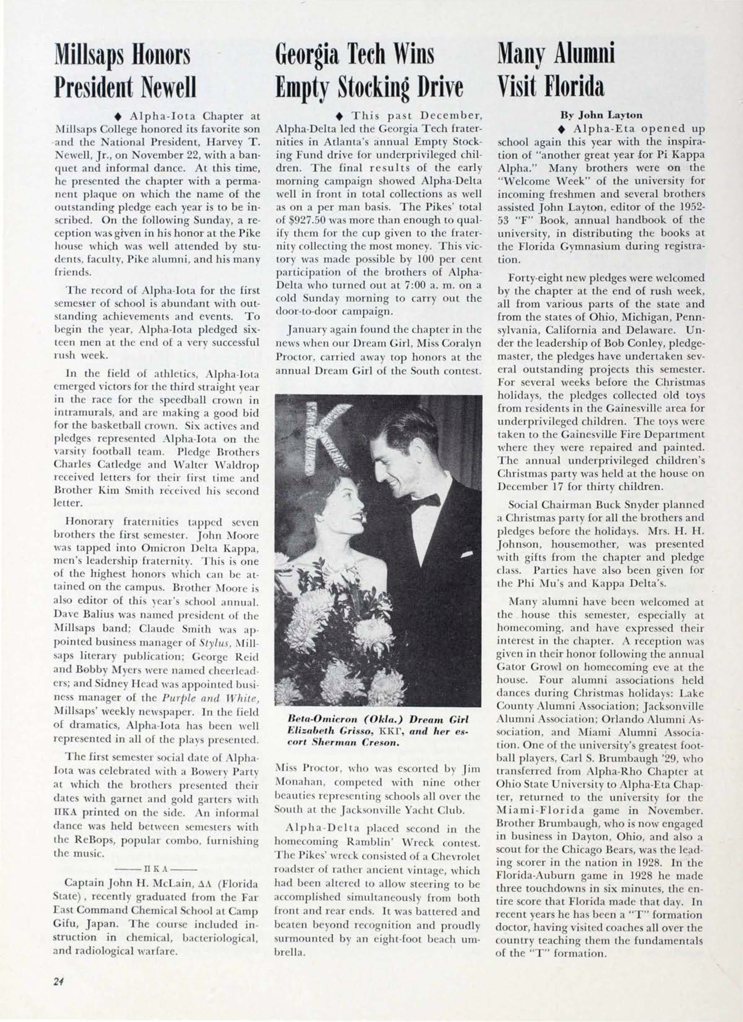 Many Alumni Visit Florida, March 1953